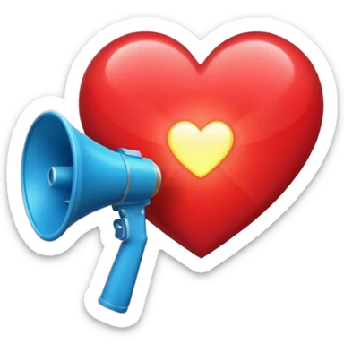 megaphone with a glowing heart coming out sticker