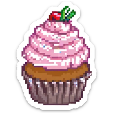 a cupcake with pink icing sticker
