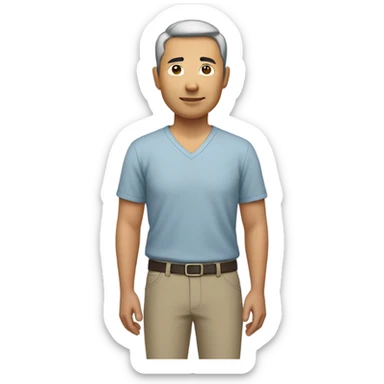 middle aged asian guy with short hair wearing v neck shirt sticker