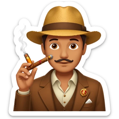Guy face with cigar sticker