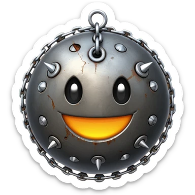 iPhone text message emoji size ball, and chain with spikes sticker