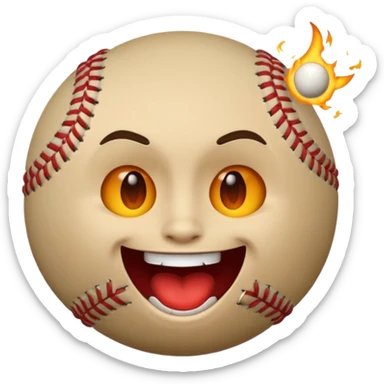 I want a emoji of a emoji with a evil smile throwing a baseball very hard sticker