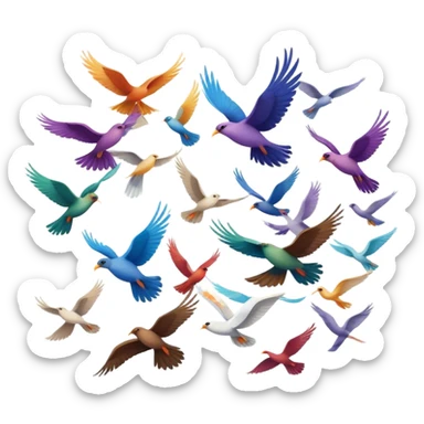 A flock of birds soaring across the sky, their wings spread wide as they glide gracefully through the air, creating a sense of freedom and movement sticker