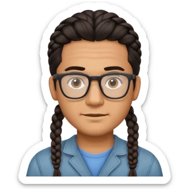 dark haired and braided man with glasses sticker