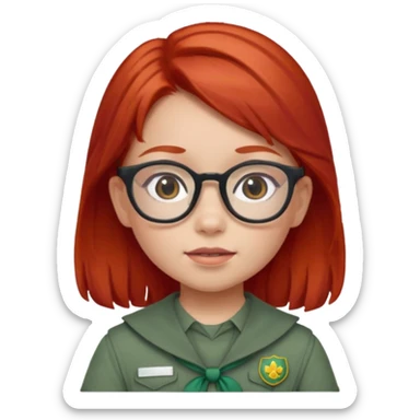 scout girl little with glassess and red hair sticker