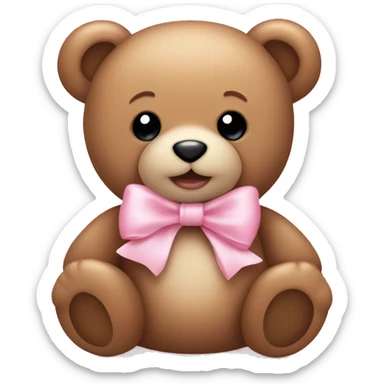 Teddy bear with baby pink bow sticker