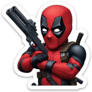 deadpool with guns in his hands sticker