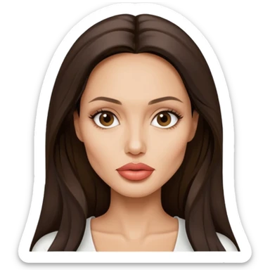 Angelina jolie , fashion model Beautiful woman model adult   large breasts  with close set eyes tan skin, full lips  long hair model white  top   sticker