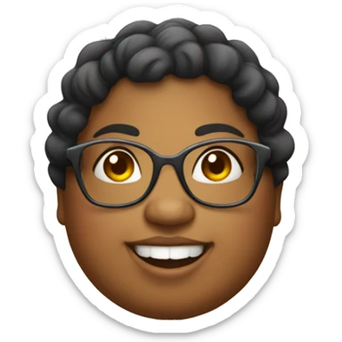 a cute fat girl, with glasses, happy sticker