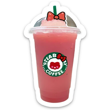 hello kitty starbucks strawberry drink sticker