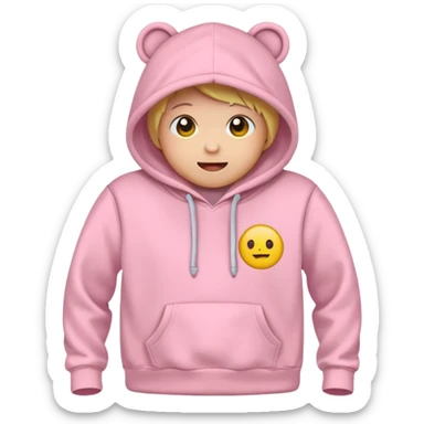 baby pink colour hoodie( only hoodie packshot) with hood emoji  sticker