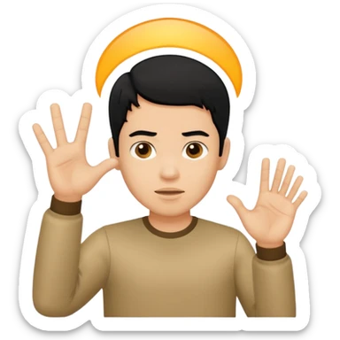 light skin black hair man gesturing no sticker