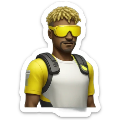 cyberpunk yellow tone dude in tennis uniform sticker