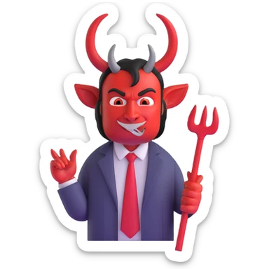 devil businessman with horns and pitchfork selling online courses sticker