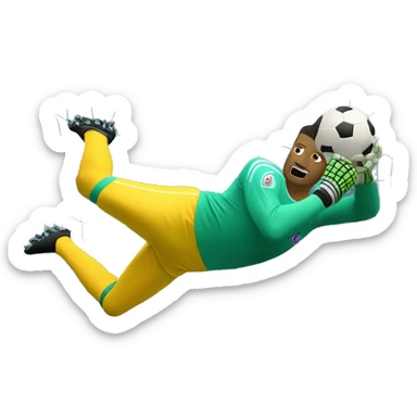 A goalkeeper in football diving top corner sticker