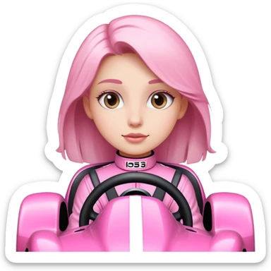 Girl in a pink race car sticker