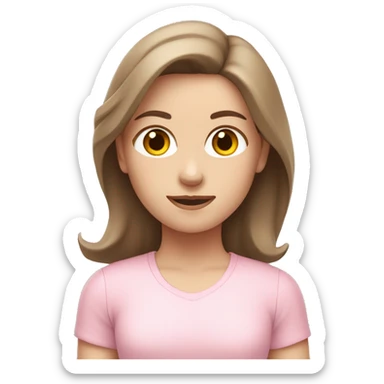 Brown hair white girl  in light pink clothes exercising sticker