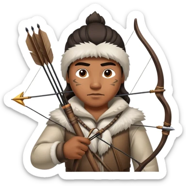Inuit hunter holding bow and arrow sticker