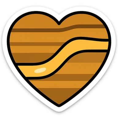 heart shaped tiger's eye stone icon, focus on golden chatoyancy, smooth and polished look sticker
