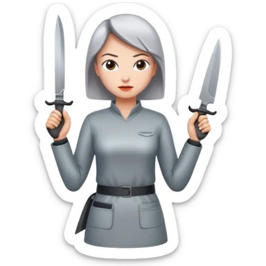 Women standing with a knife behind their back sticker