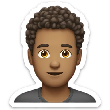 Man with brown curly hair fade haircut sticker