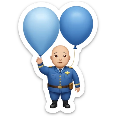 bald a bit fat man in a blue uniform on a ballon sticker