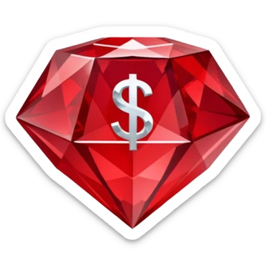 Red crystal with a $ drawn in the center of the crystal. sticker