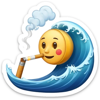 ocean wave smoking a cigarette sticker