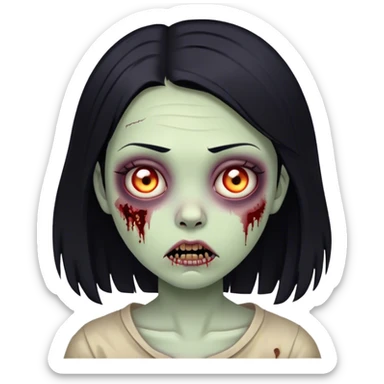 Girl young with hair black zombie sticker