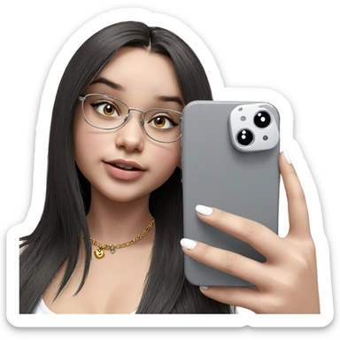 girl taking selfie with jewelry sticker