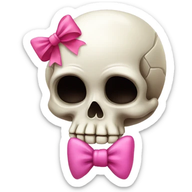 Skull with a pink bow fat sticker