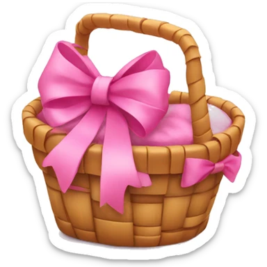 Basket with pink bow on top  sticker