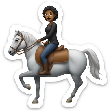 woman riding cat like a horse sticker