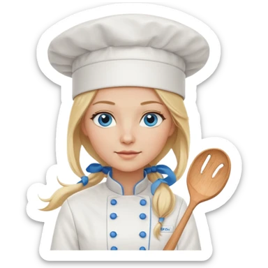 Long Blonde hair blue eyed female chef sticker