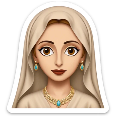 Cinematic Realistic Fairuz Portrait Emoji, depicted as an iconic Lebanese singer with graceful soulful expression and elegant attire, rendered with lifelike textures and warm radiant lighting that captures her timeless musical allure. sticker
