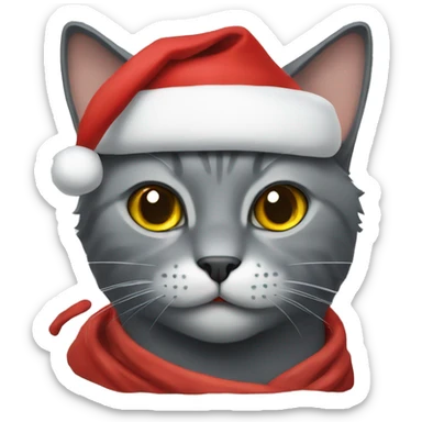 Gray cat santa claus  sticker