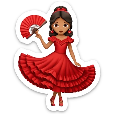 Flamenco dancer in red dress with fan sticker