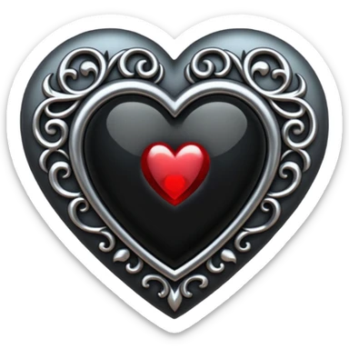 realistic gothic heart with a black gemstone sticker