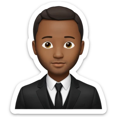 John Legend with dark brown long hair, black outfit sticker