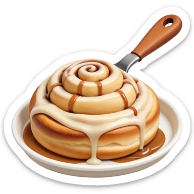 Cookie dough scoop on top of cinnamon roll sticker