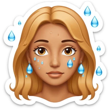 Water on female face sticker