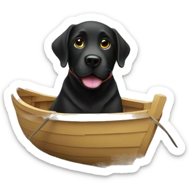 Black Labrador in a boat  sticker