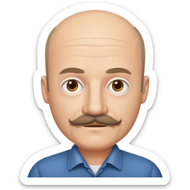 White man mustache balding sticker