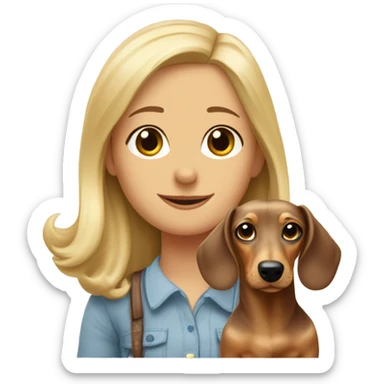 merle dachshund with shoulder-leght blonde girl sticker