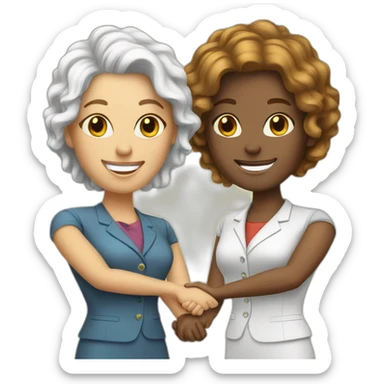 two white business women with different hair colors shaking hands sticker