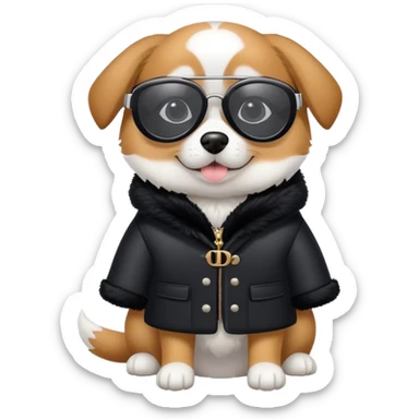 Dog wearing Dior snow glasses sticker