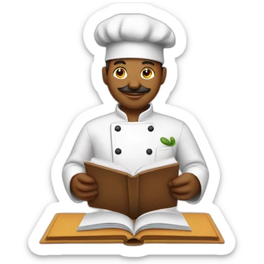 chef reading recipe book sticker