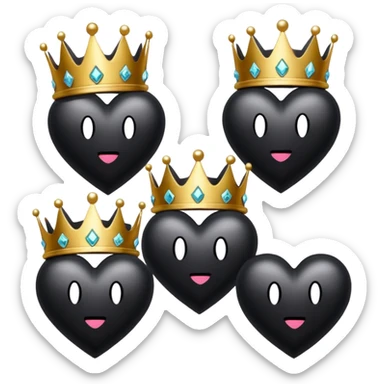 Black Hearts and crowns with glitter and the words boss bitch sticker