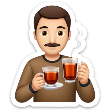man holding turkish tea sticker