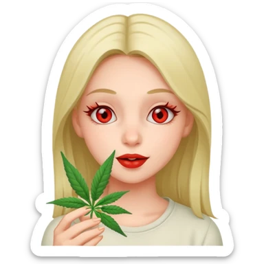 Girl happy smelling marijuana  sticker